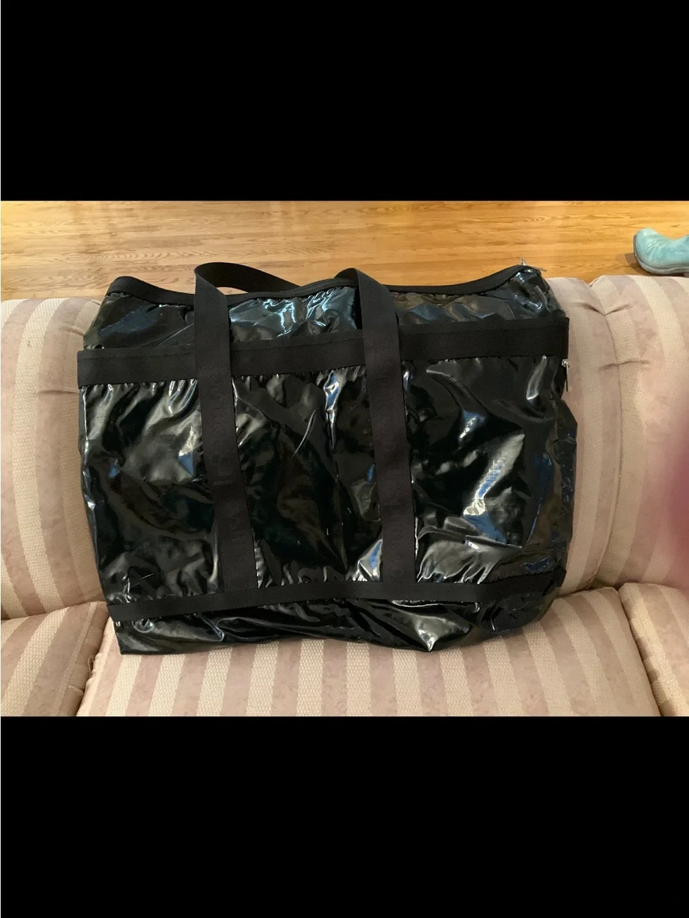 Le sport sac Black Glossy Nylon Tote Bag